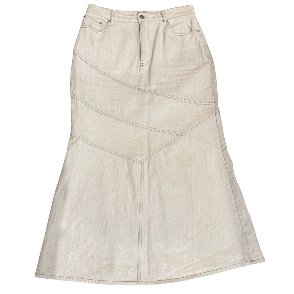 Off-white Denim Bell Maxi Skirt